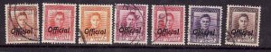 New Zealand-Sc#O92-7- id7-used KGVI Official short set to the 9p-1946-51-