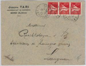 French colonies: ALGERIA -  POSTAL HISTORY - COVER from BONE  to FRANCE 1932