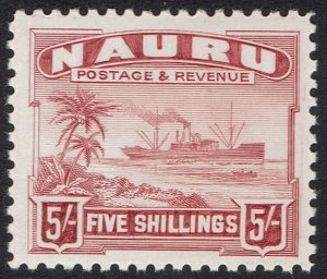 NAURU 1924 SHIP 5/- SMOOTH PAPER