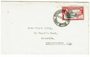 Pitcairn Island 1944 unsealed letter rate cover to New Zealand