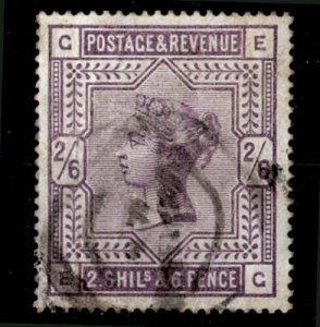 GB 1883 2/6d lilac sg178 vgu, neat rubber cds cat £160