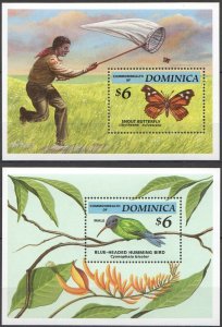 B0286 1994 Dominica Flora & Fauna Butterflies Birds 2Bl Mnh