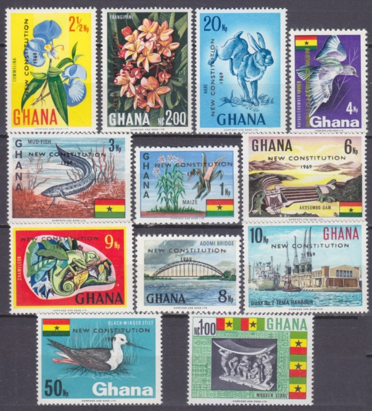 1969 Ghana 367,370-380 Overprint -  Fauna and flora 21,90 €