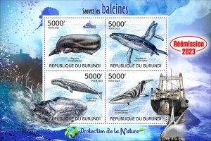 BURUNDI - 2023 - Save the Whales - Perf 4v Sheet - Mint Never Hinged