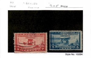 United States Postage Stamp, #649-650 Used, 1928 Wright Airplane (AR)