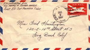 United States Fleet Post Office 6c DC-4 Skymaster Air Envelope 1957 U.S. Navy...