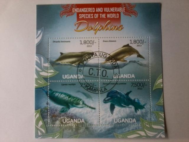 UGANDA SHEET USED DOLPHINS MARINE LIFE ENDANGERED SPECIES