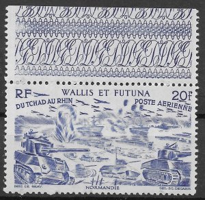 Wallis and Futuna 20f Air Mail issue of 1946, Scott C5 MNH, Fancy Selvedge