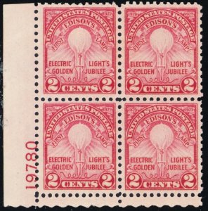 655, Mint VF LH Plate Block CV $32.50 * Stuart Katz