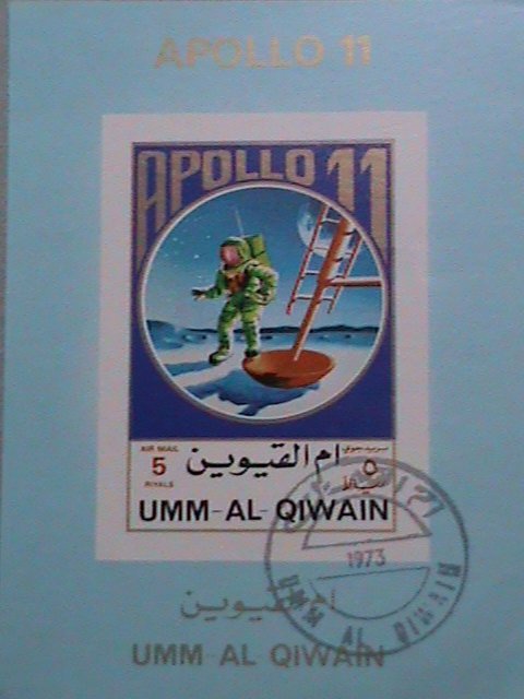 UMM AL QIWAIN AIRMAIL STAMP: 1973   FIRST MAN ON THE MOON APOLLO 11- CTO MNH S/S