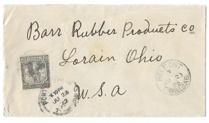 Belmont, Trinidad and Tobago 1922 Cover to Lorain, Ohio, U.S.A., Scott 15