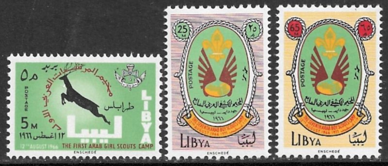 LIBYA 1966 BOY SCOUT / GIRL SCOUT Set Scott Nos. 307-309 MNH