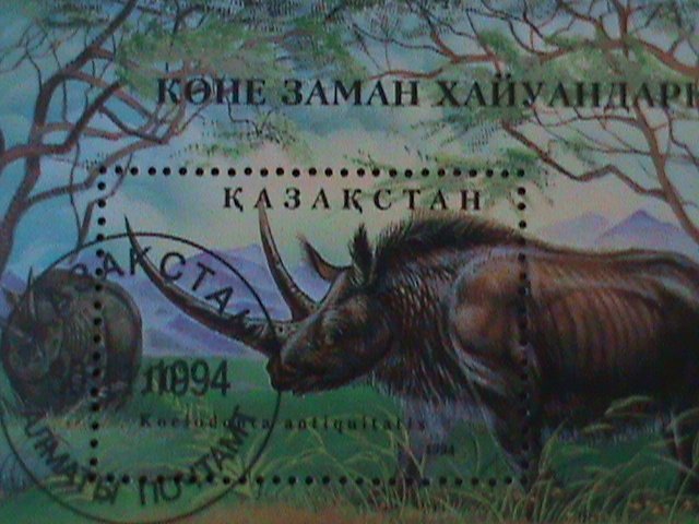 ​RUSSIA-UZBEKISTAN 1994 -PREHISTORY ANIMALS CTO S/S- VF-FANCY CANCEL