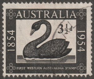Australia, stamp, Scott#274,  used, hinged, Black swan, 3 1/2d