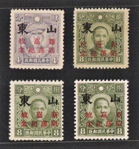 JapOcc Shantung 1942 Overpt w Fall of Singapore (4v Cpt) MVLH CV$100+