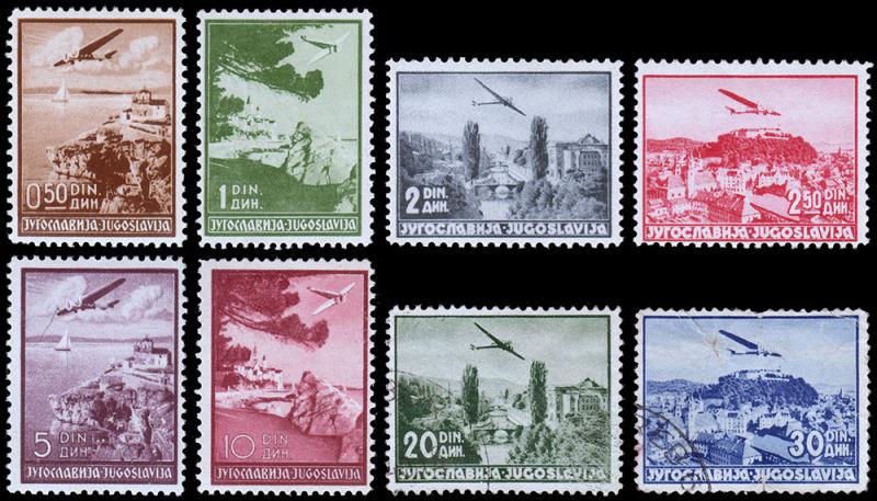 Yugoslavia Scott C7-14 (1937) Mint/Used H F-VF Complete Set, CV $37.25 B