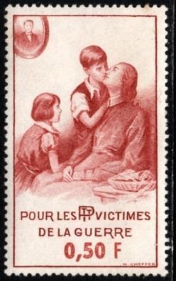 1914 WW I France Poster Stamp 1/2 Franc PTT Fund For the Victims of War