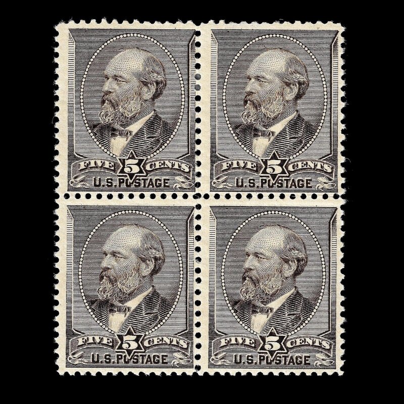 WCstamps: U.S. Scott #205 / CV $1,990 / 5c Block (4), Fine, Mint 