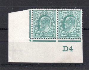 EDWARD VII 1/2d BLUE-GREEN MOUNTED MINT CONTROL D4 PAIR