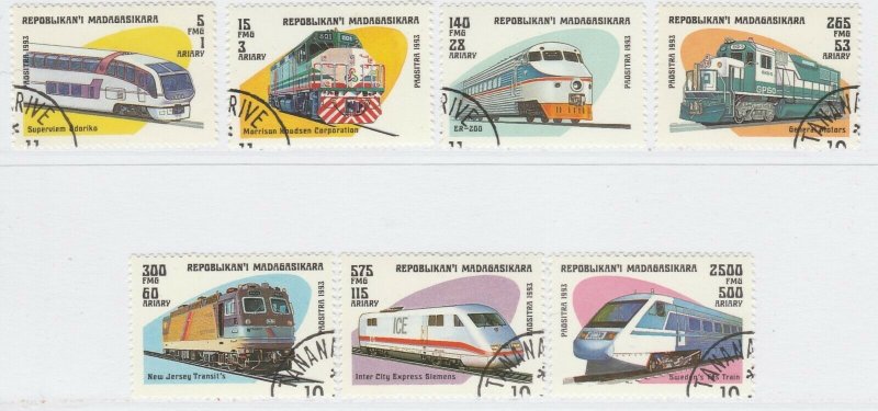 Malagasy Republic 1993 Trains Rail Full Set Mi. 1562-1568 Used 11894