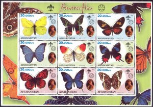 Afghanistan 2001 Butterflies Scouting Scouts Sheet MNH Private