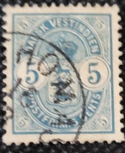 Danish West Indies, 1900, Danish Coat of Arms, #22, used, SCV$25.00