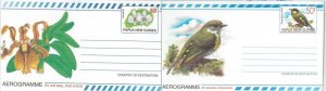 75663 - PAPUA NEW GUINEA - Postal History - Set of 2   AEROGRAMMES Birds ORCHIDS