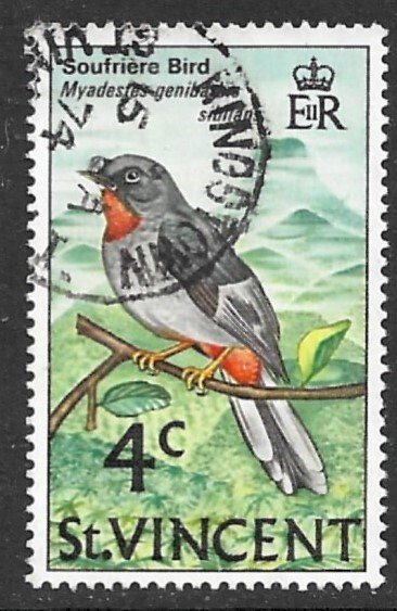 ST VINCENT 1973 4c St Vincent Solitare Birds Issue Wmk Upright Sc 283 VFU