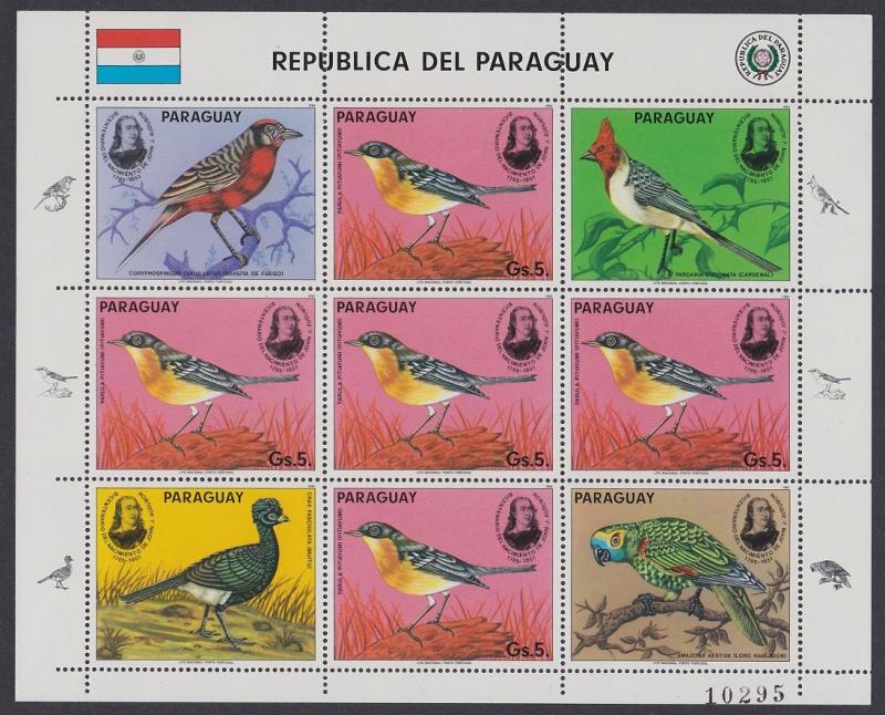 Paraguay Birds Birth Bicentenary of Audubon Sheetlet SC#2142