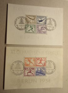GERMANY, Scott: B91 & B92, OLYMPICS SHEETS, USED (1of2), Lot31, Cat $135