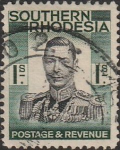 Southern Rhodesia #50 1937 1S Green KGVI In Uniform USED-Fine-H.