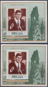 AJMAN MICHEL Cat # BLK004A-B MNH 2 S/S PRES KENNEDY in GERMANY - PERF & IMPERF