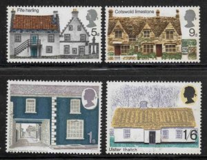 Great Britain #608-11 ~ Cplt Set of 4 ~ Houses, Buildings ~ Unused, HMR  (1970)
