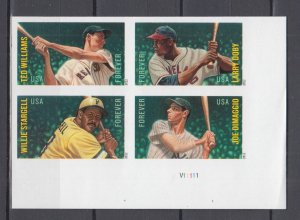 (G) USA #4694c-4697c MLB Baseball All Stars Imperforated Block of 4  MNH.