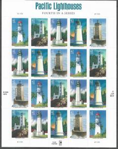 US Mint Sheet #4146-50, Lighthouses, MNH*-