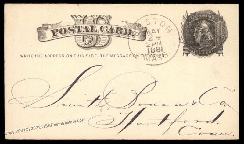 USA 1800s Boston Mass Negative Letter A Fancy Cancel Cover Saddlery Hardwa 94972