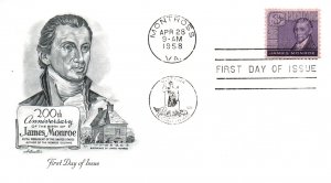 US 1105 James Monroe Artmaster U/A FDC
