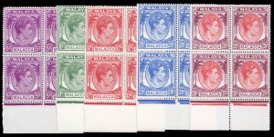 Malayan States - Malacca #22-26 Cat$107, 1952 George VI, complete set in bloc...