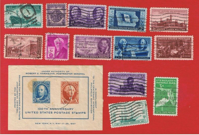 #939-952  VF used 1946-47  Commemoratives complete  Free S/H