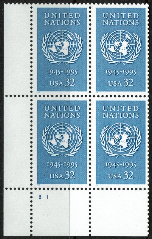 United States #2974 Plate Block MNH - United Nations (1995)