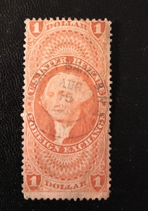 US #R68 Used $1 Revenue Stamp VF Red Foreign Exchange 1871