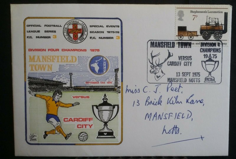 GB 1975  Mansfield v Cardiff Football League Commemorative Series Fancy Cancel