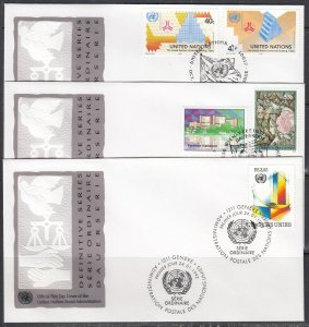 United Nations Scott 613-5, G213 & V137-8 Combo FDC - 1992 Definitives