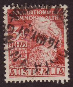 Australia 1951 Sc#241, SG#242, 3d Red Henry Parkes USED.