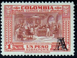 Colombia #C212, Type of 1941 Overprint,1951. Unused, LT. HM