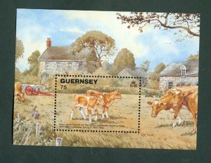 Guernsey. 1992 Souvenir Sheet Mnh. Agri. & Horticultural Soc. 150  Year. Cows.