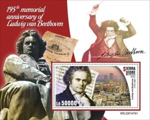 Sierra Leone - 2022 Ludwig van Beethoven - Stamp Souvenir Sheet - SRL220147b1