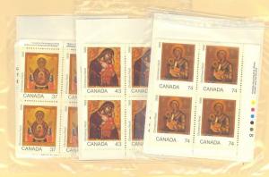 Canada Scott 1222-1224  Mint NH matched sets of inscription blocks (12 blocks)