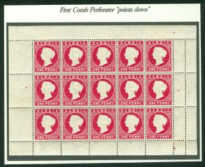 SG 23 Gambia 1886-87. 1d crimson. Unmounted mint sheet of 15 (hinged in...