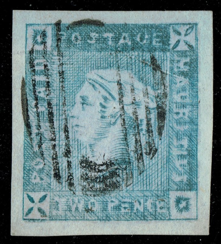 [st1503] SG38 Mauritius 1859 2d blue intermediate impression used Pos4 cat£1400